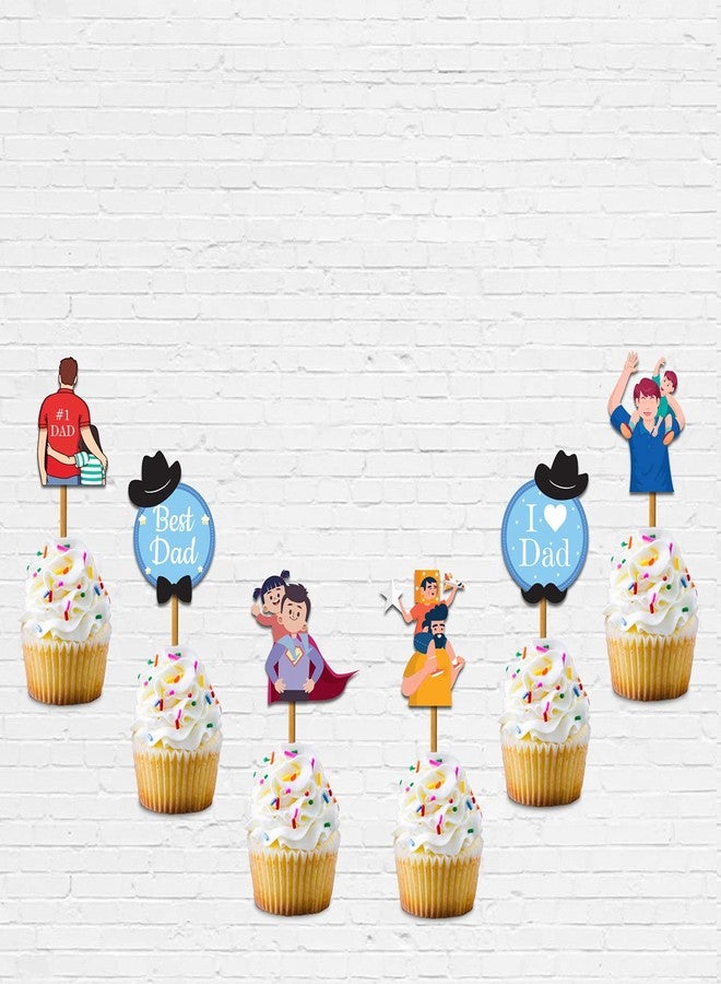 Festiko® Father's Day/Super Dad Birthday Party Decorations Items for Surprise (Cake Toppers,Cup Cake Topper,Ribbons)- 7 Pcs - Image 2